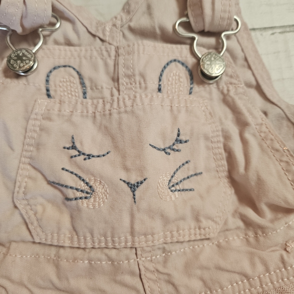 Oshkosh B'gosh Pink Bunny Overall Dress 12 Months Fluffy Tail Spring Easter - Picture 2 of 6